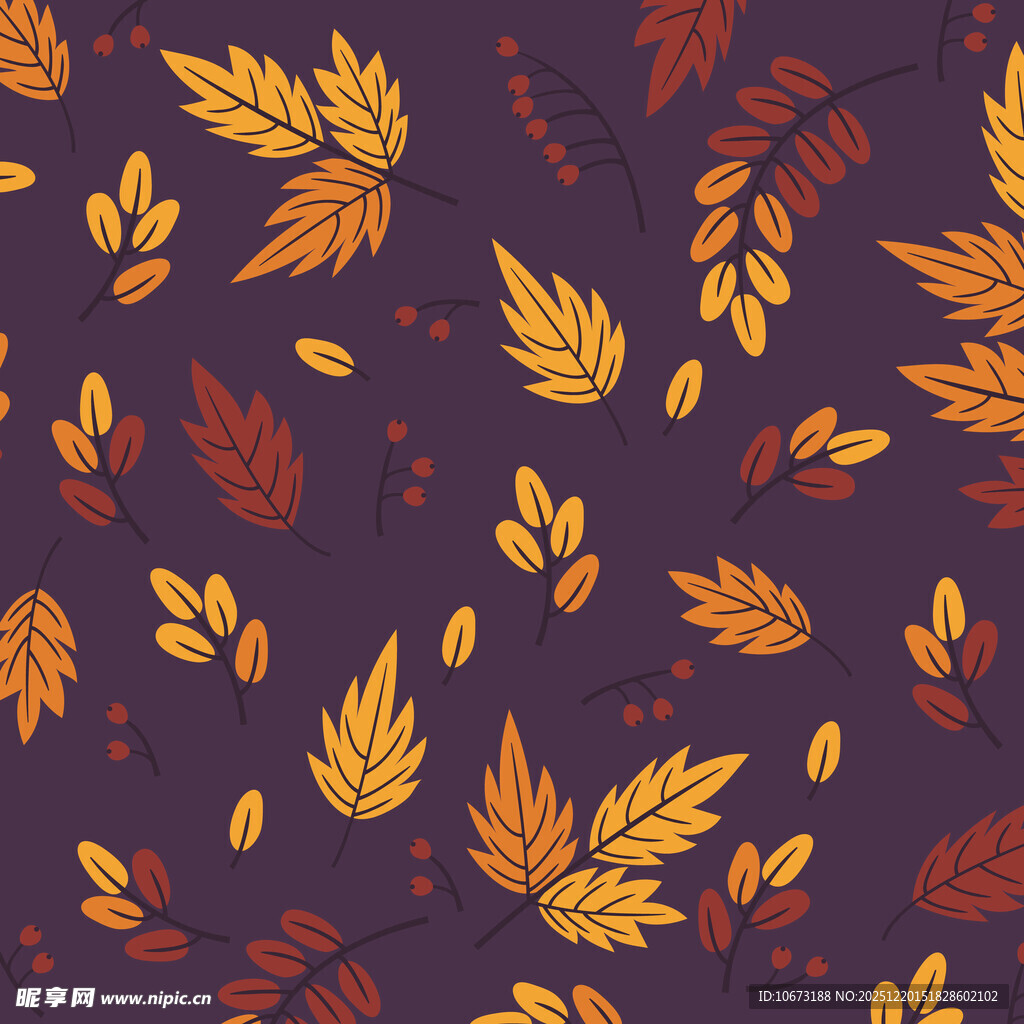 秋季落叶无缝图案背景