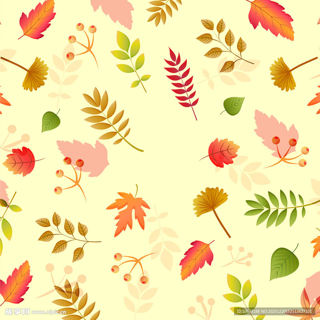 秋季缤纷树叶图案背景