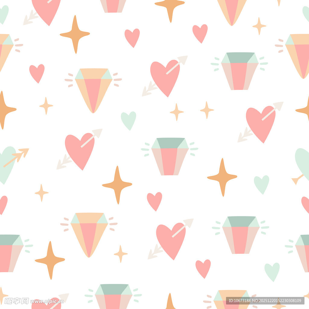 爱心钻石星星图案背景
