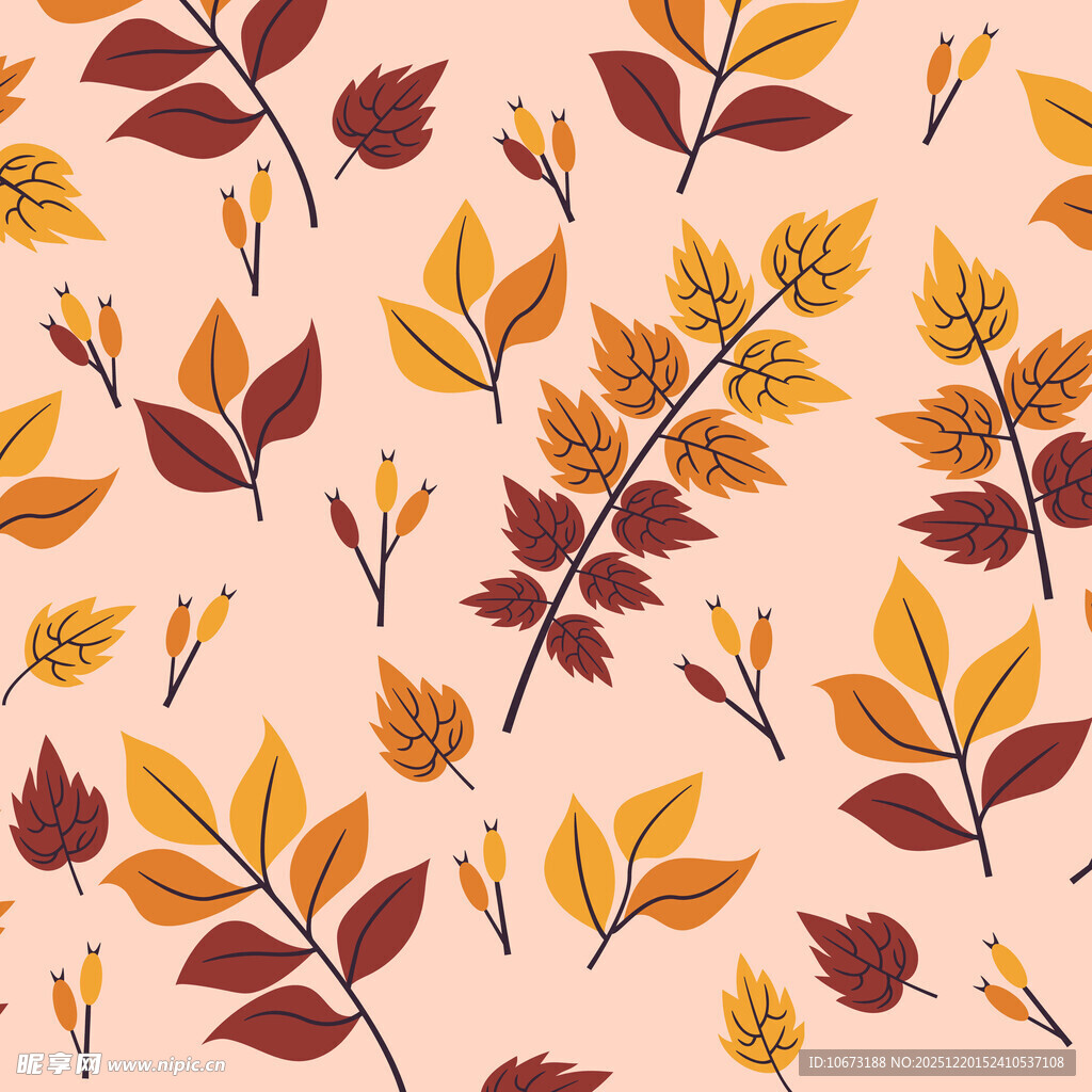 秋季树叶无缝图案背景