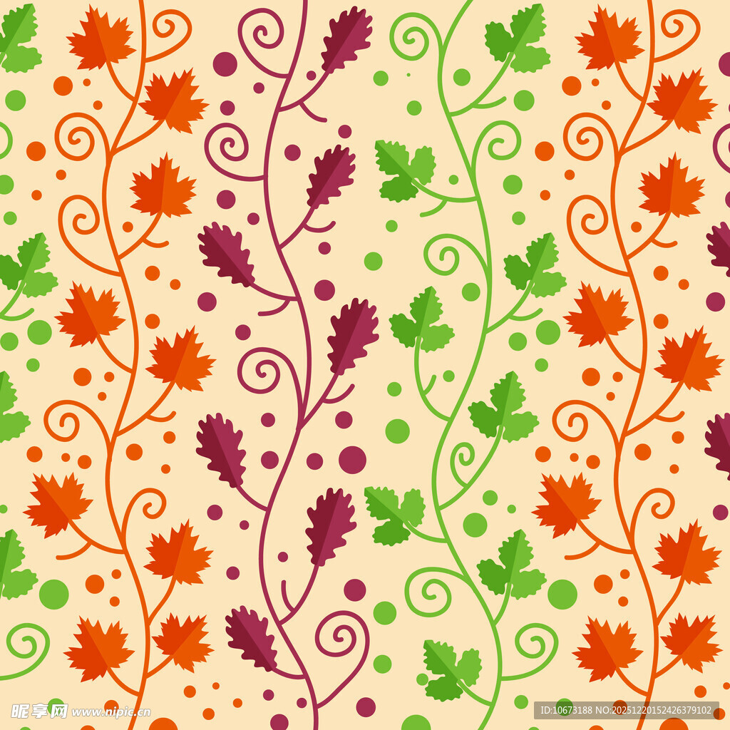 秋季藤蔓花卉图案背景