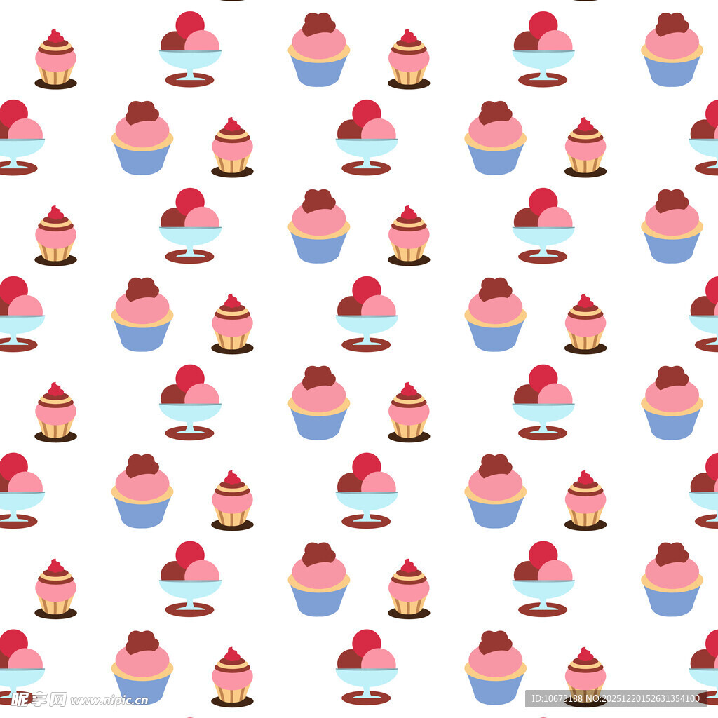 可爱纸杯蛋糕无缝图案