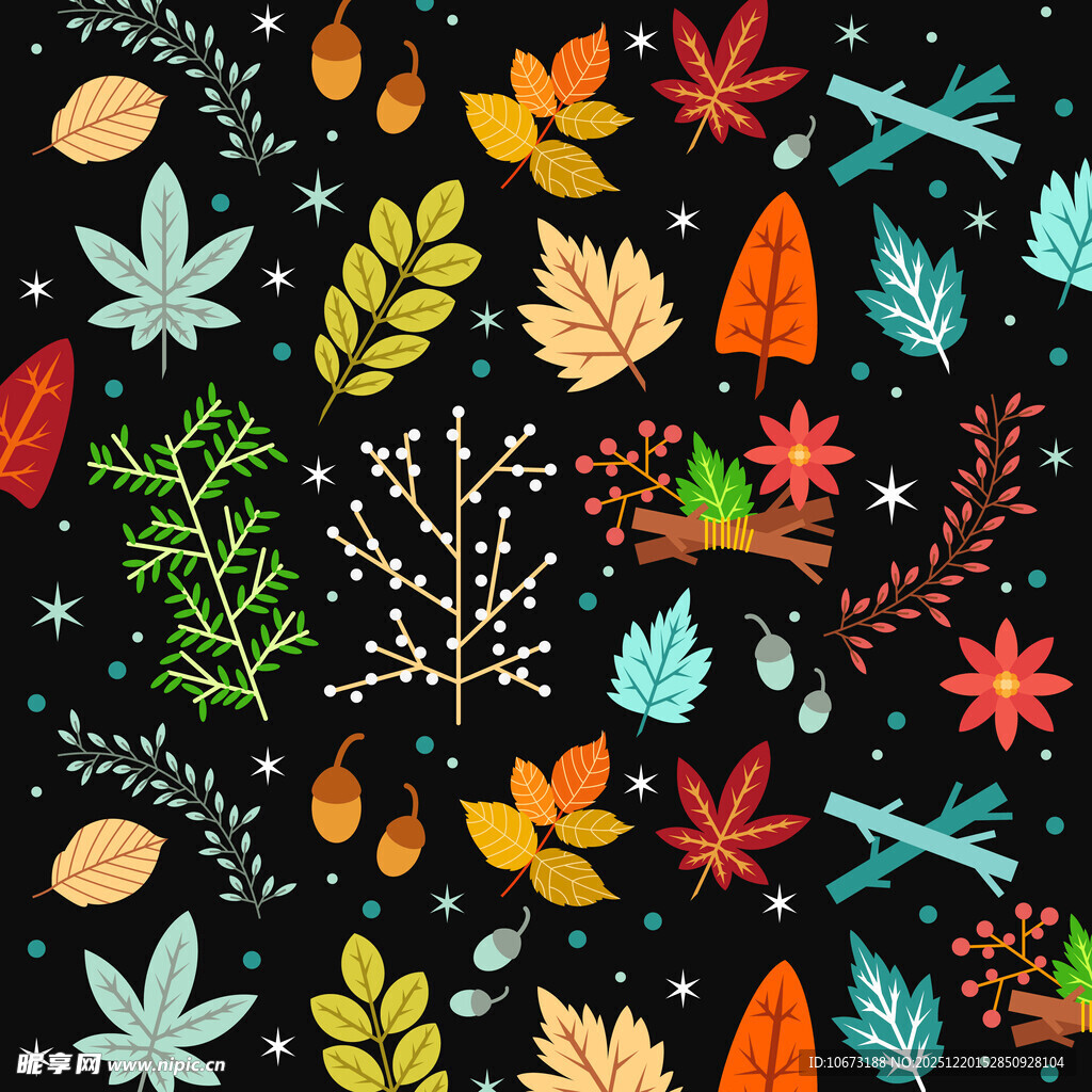 秋季多彩树叶图案背景