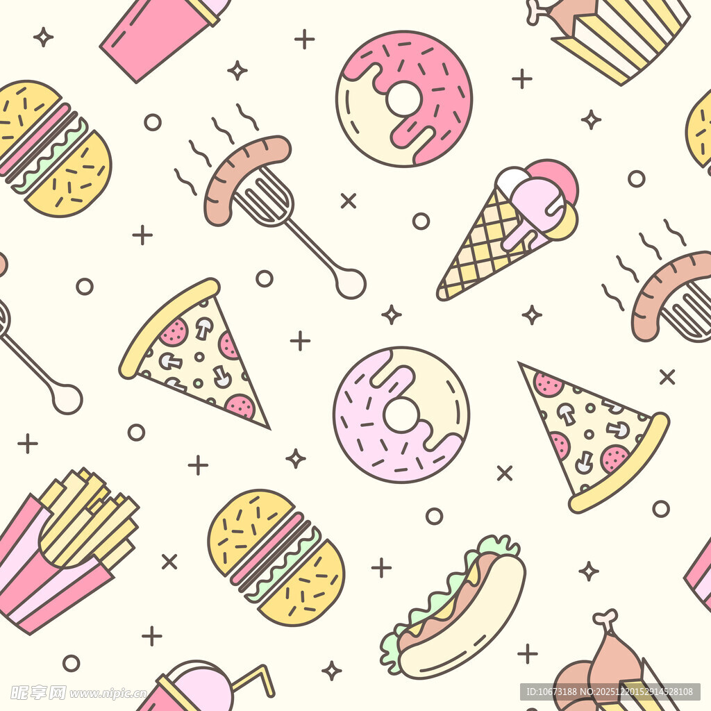 缤纷卡通美食图案背景