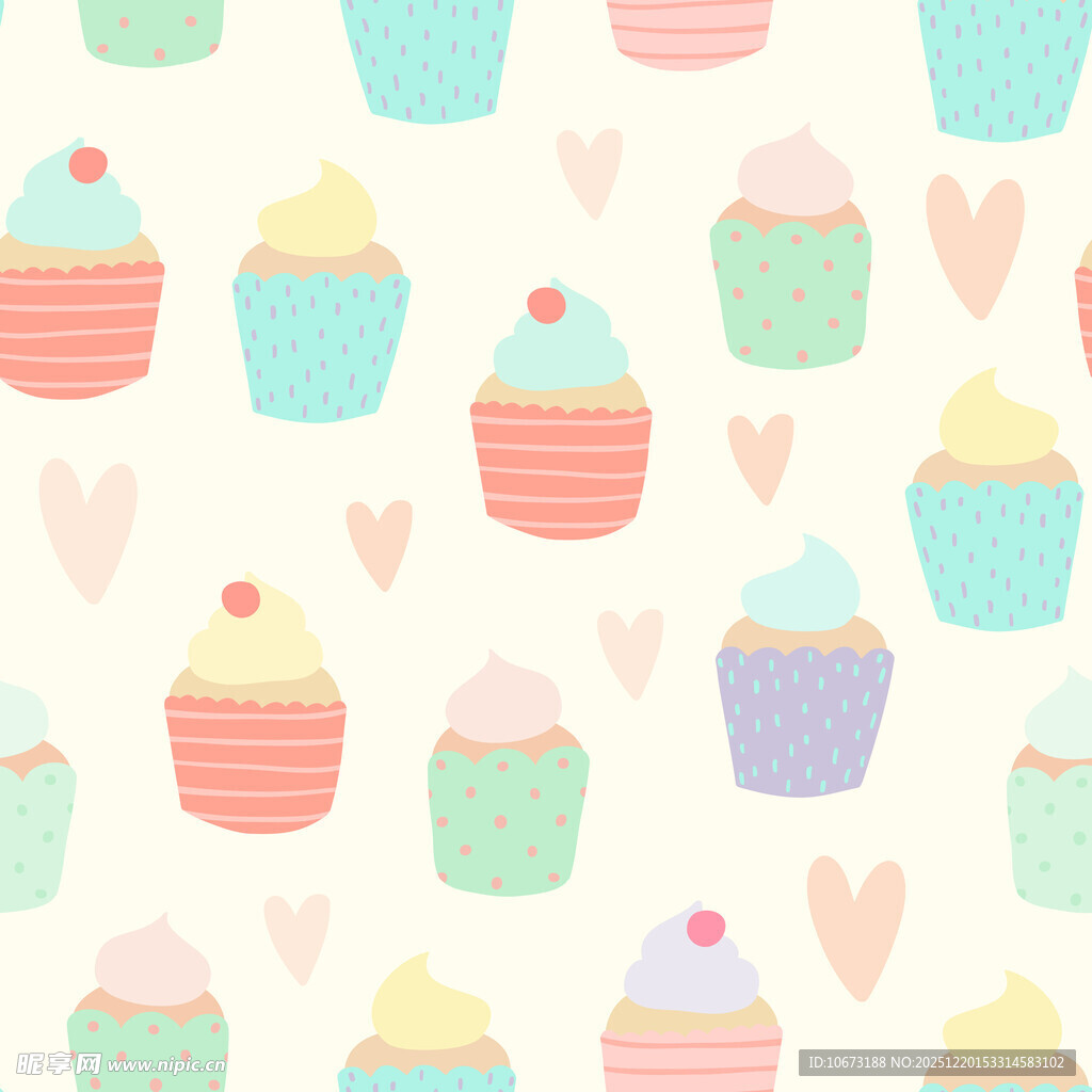 可爱纸杯蛋糕图案背景