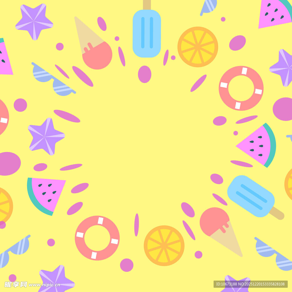 夏日缤纷水果冰淇淋图案