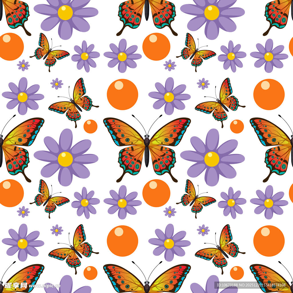 蝴蝶花朵水果图案设计