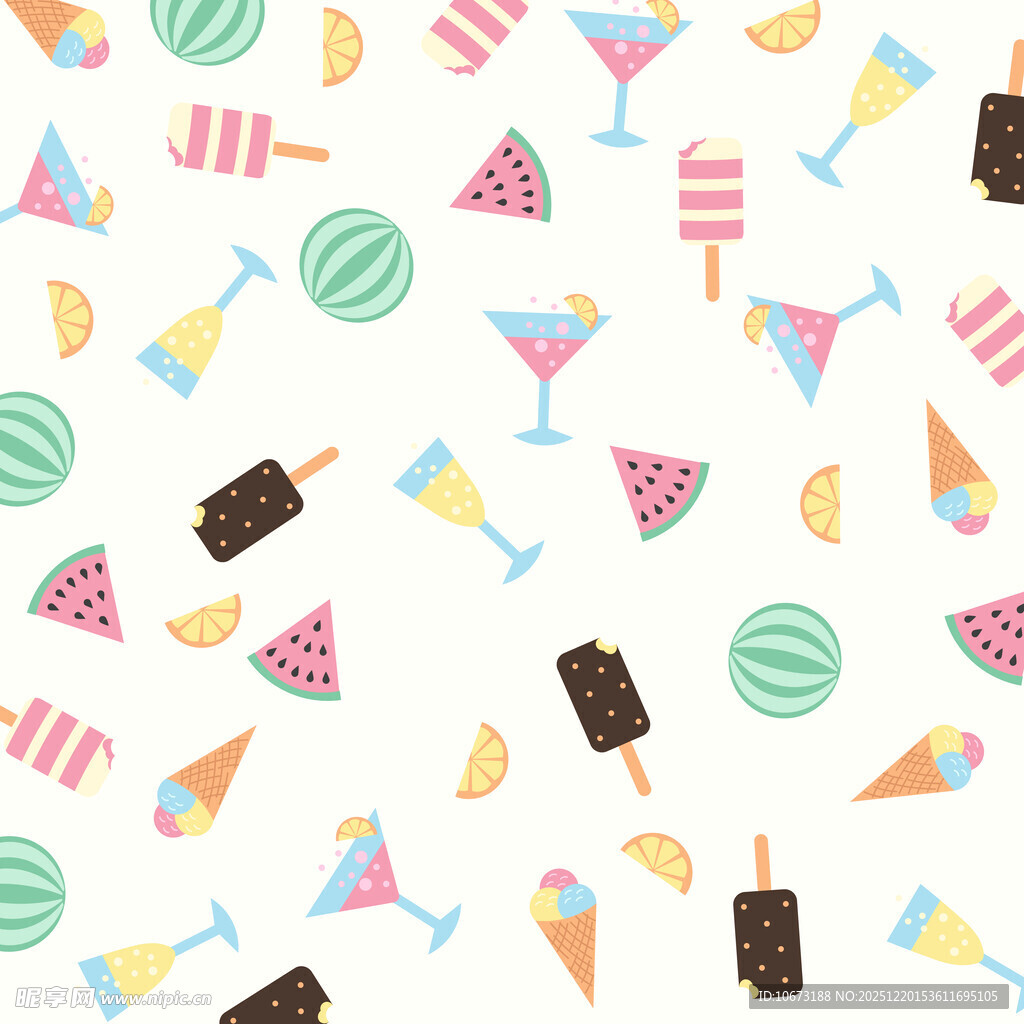 夏日清凉饮品水果图案