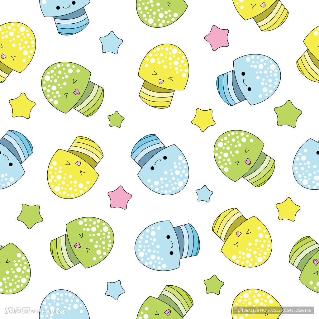 卡通星球星星无缝图案