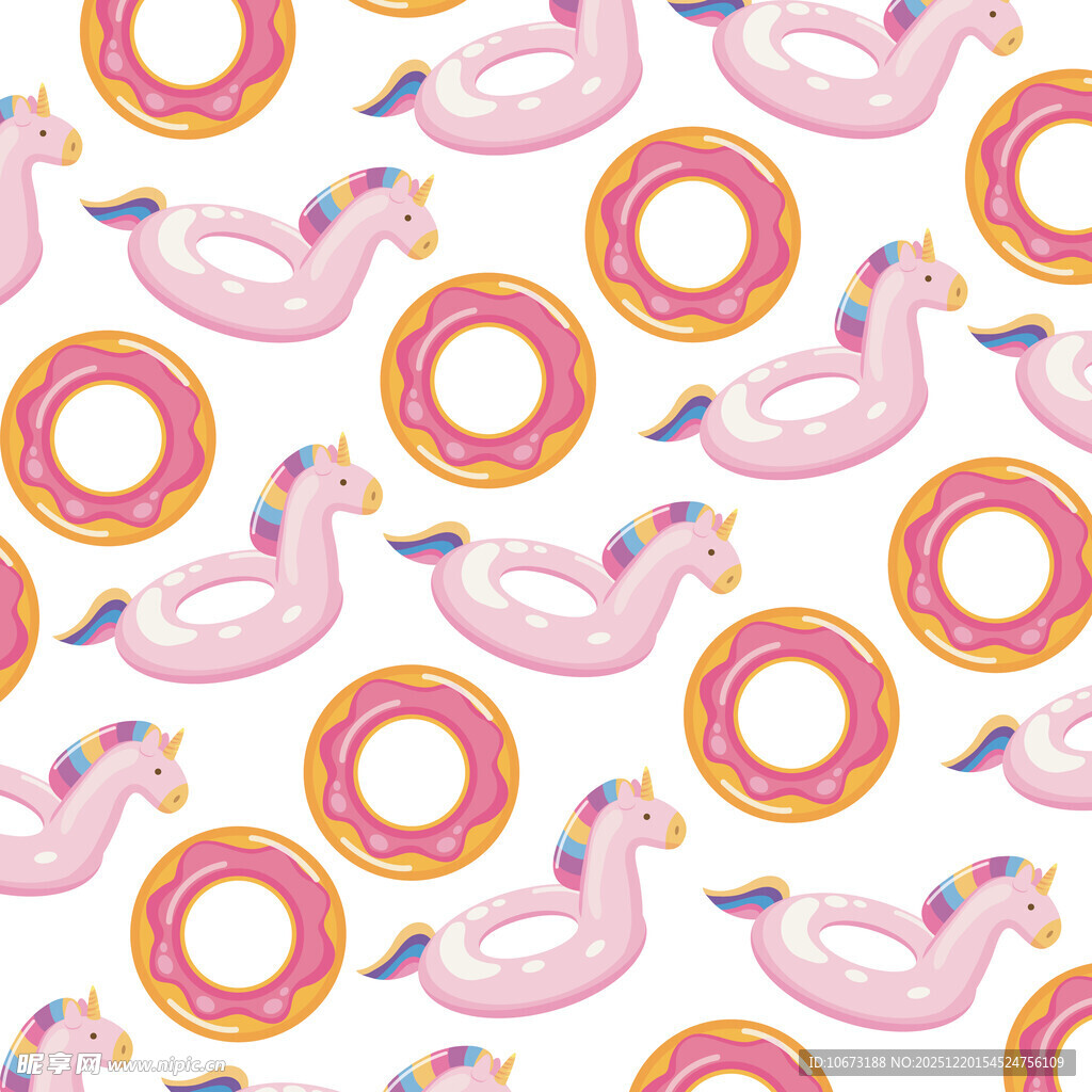 粉色火烈鸟与甜甜圈图案