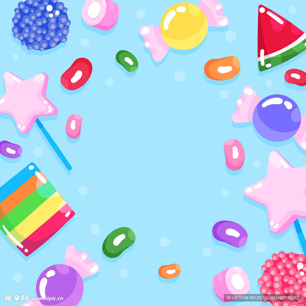 缤纷糖果装饰的梦幻背景