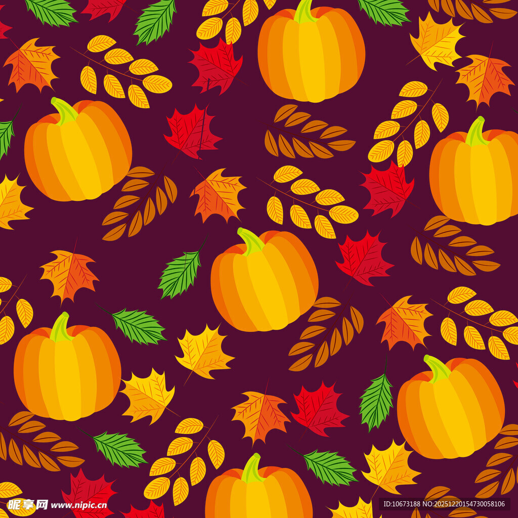 秋季南瓜枫叶图案背景