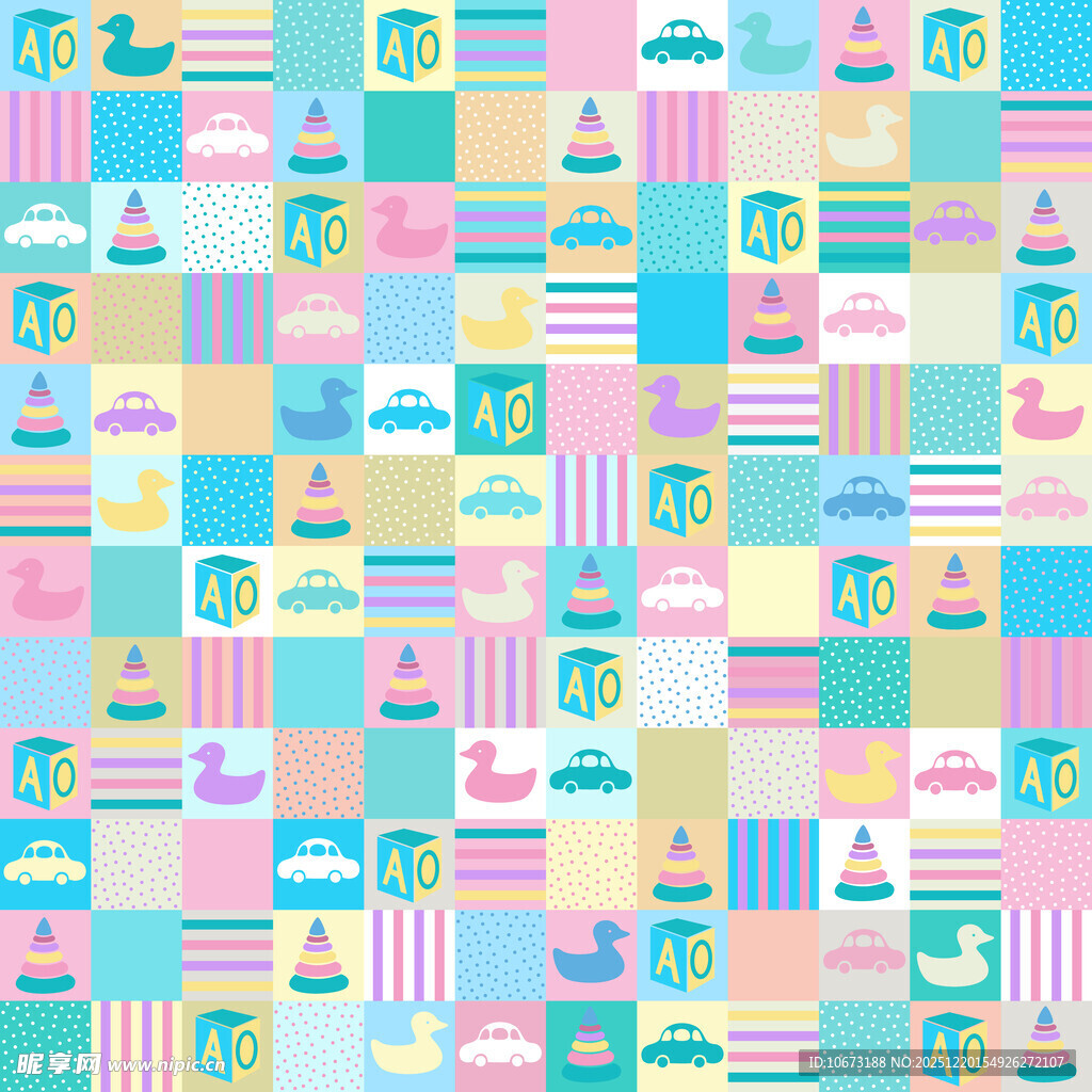 多彩卡通图案拼接背景图