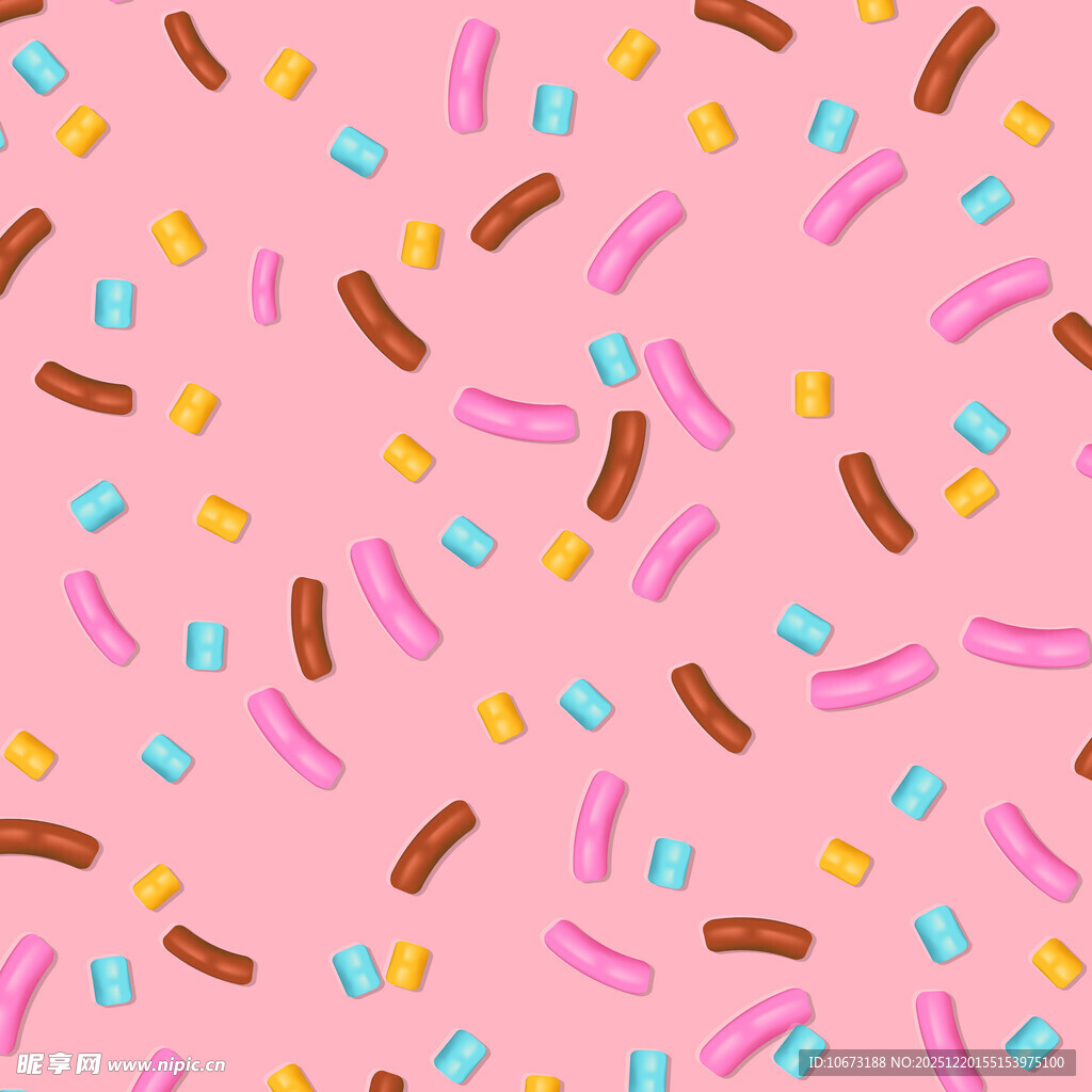 粉色背景彩色糖果碎屑图案