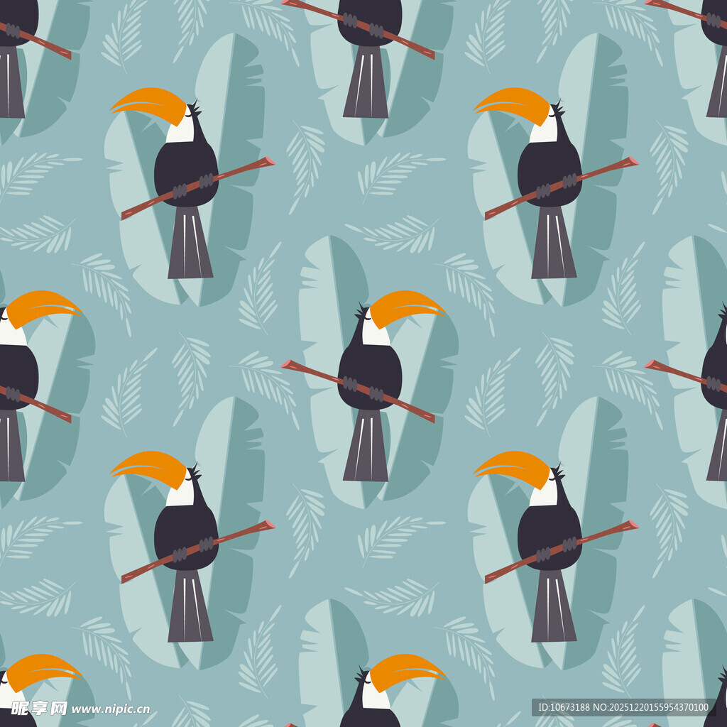 巨嘴鸟图案背景纹理