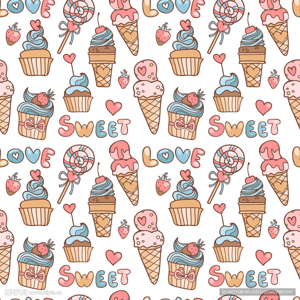 可爱甜点图案背景