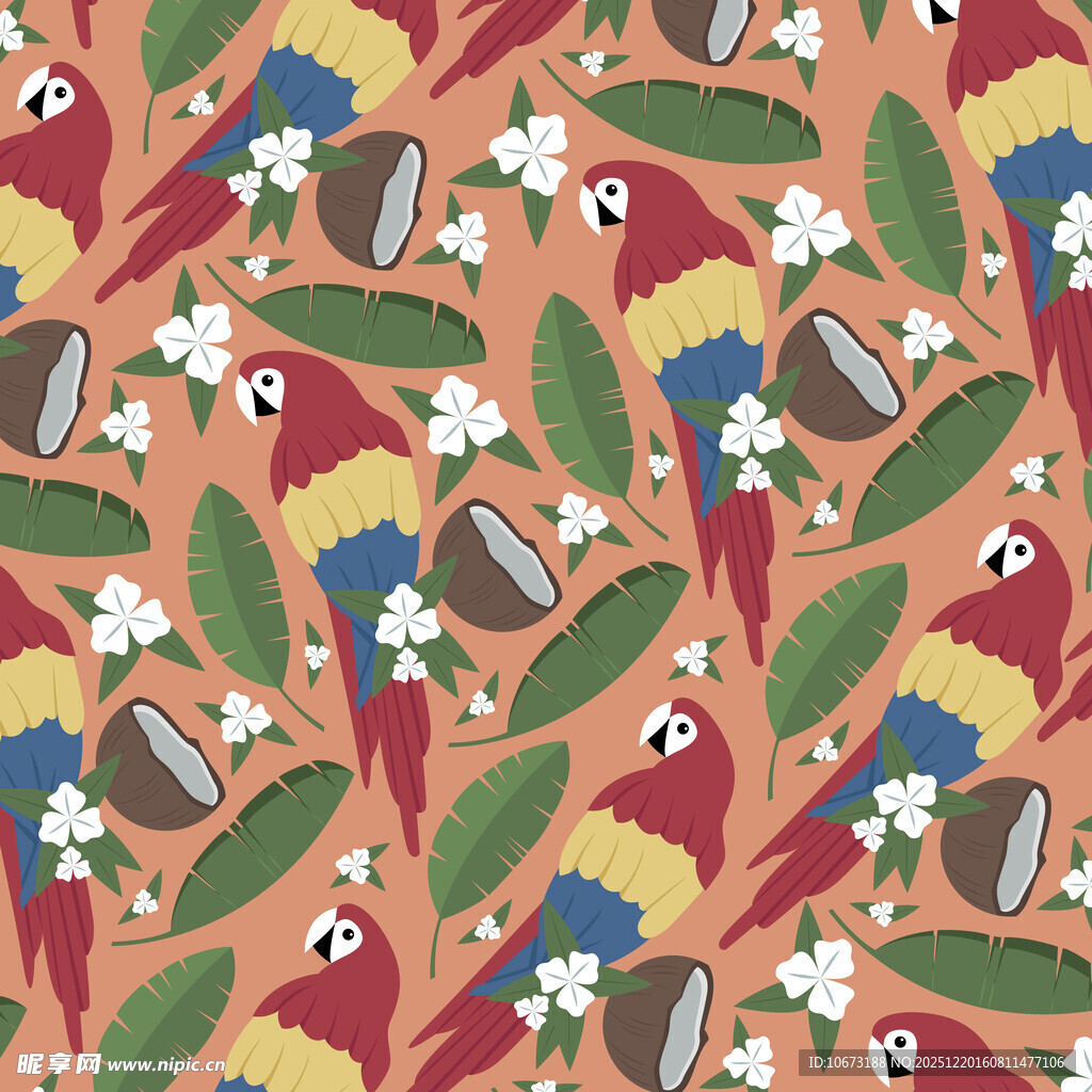 鹦鹉花卉图案背景设计