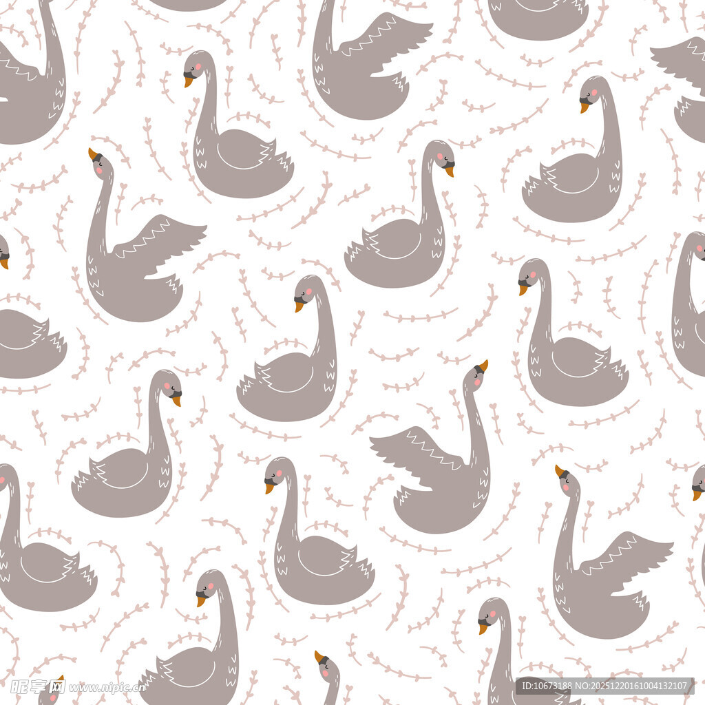 天鹅图案背景纹理设计