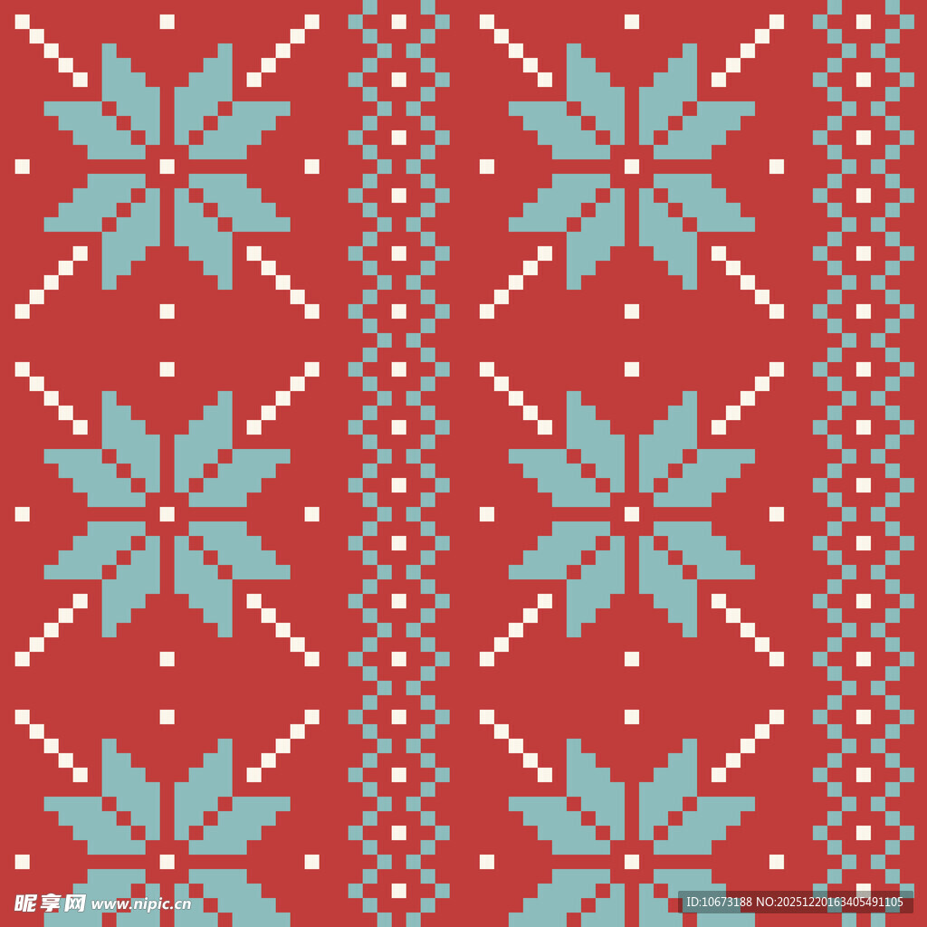 红色底雪花针织图案