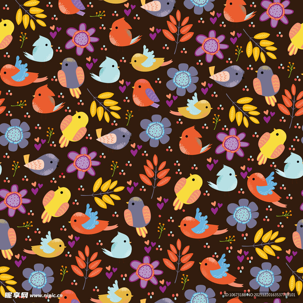 多彩花鸟图案背景