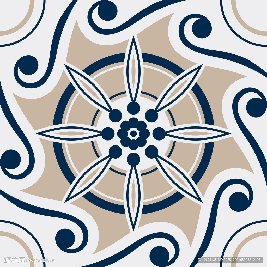 蓝白几何花纹瓷砖图案