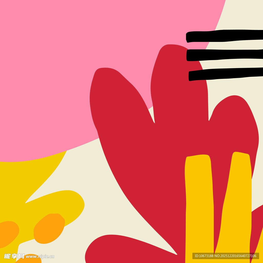 抽象多彩植物图案设计