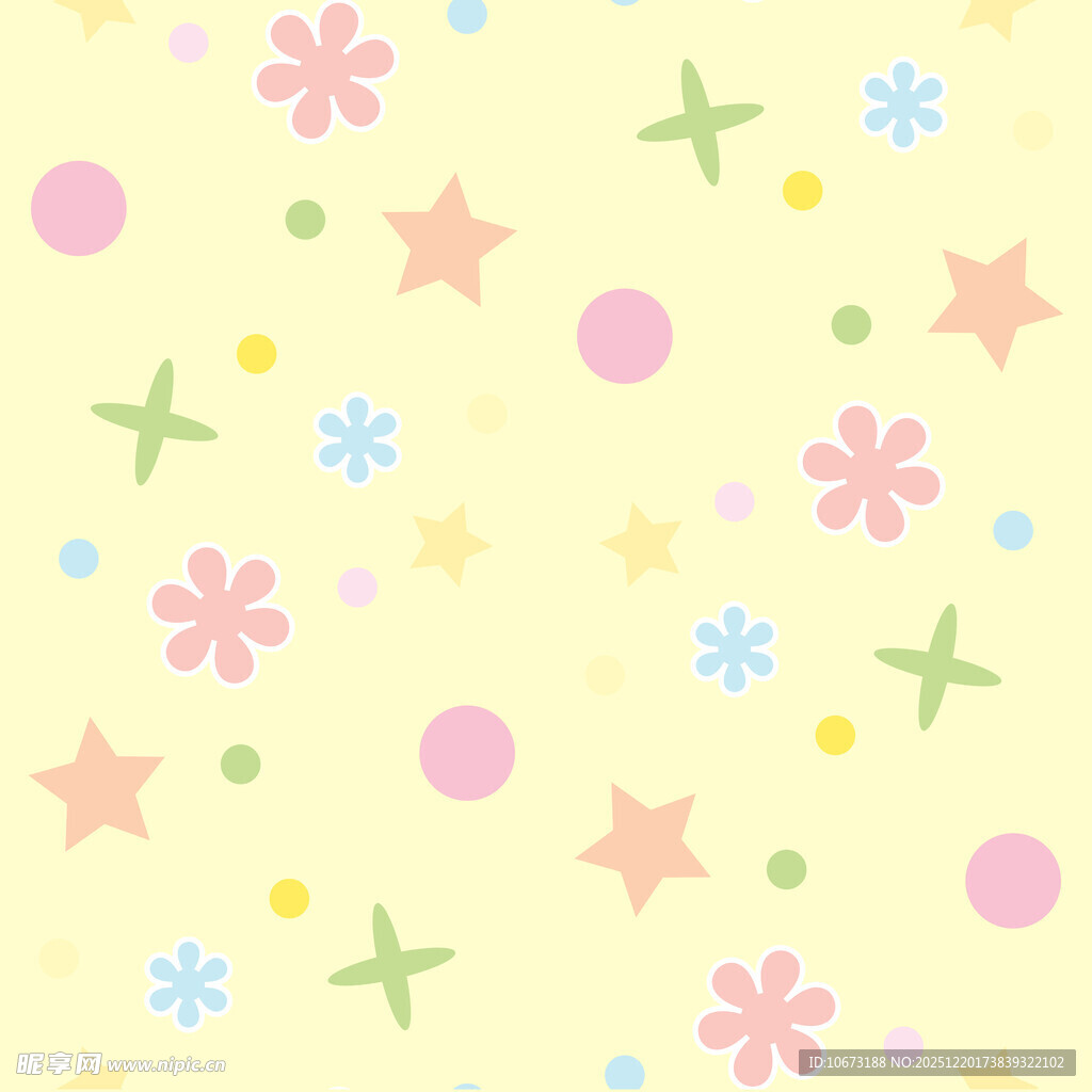 多彩星星花朵可爱背景图