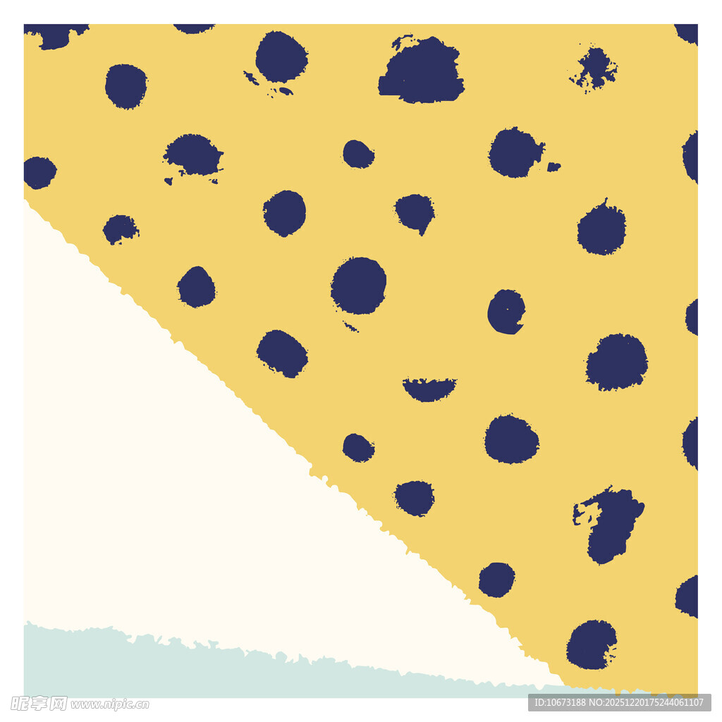 黄色底蓝色斑点图案布料