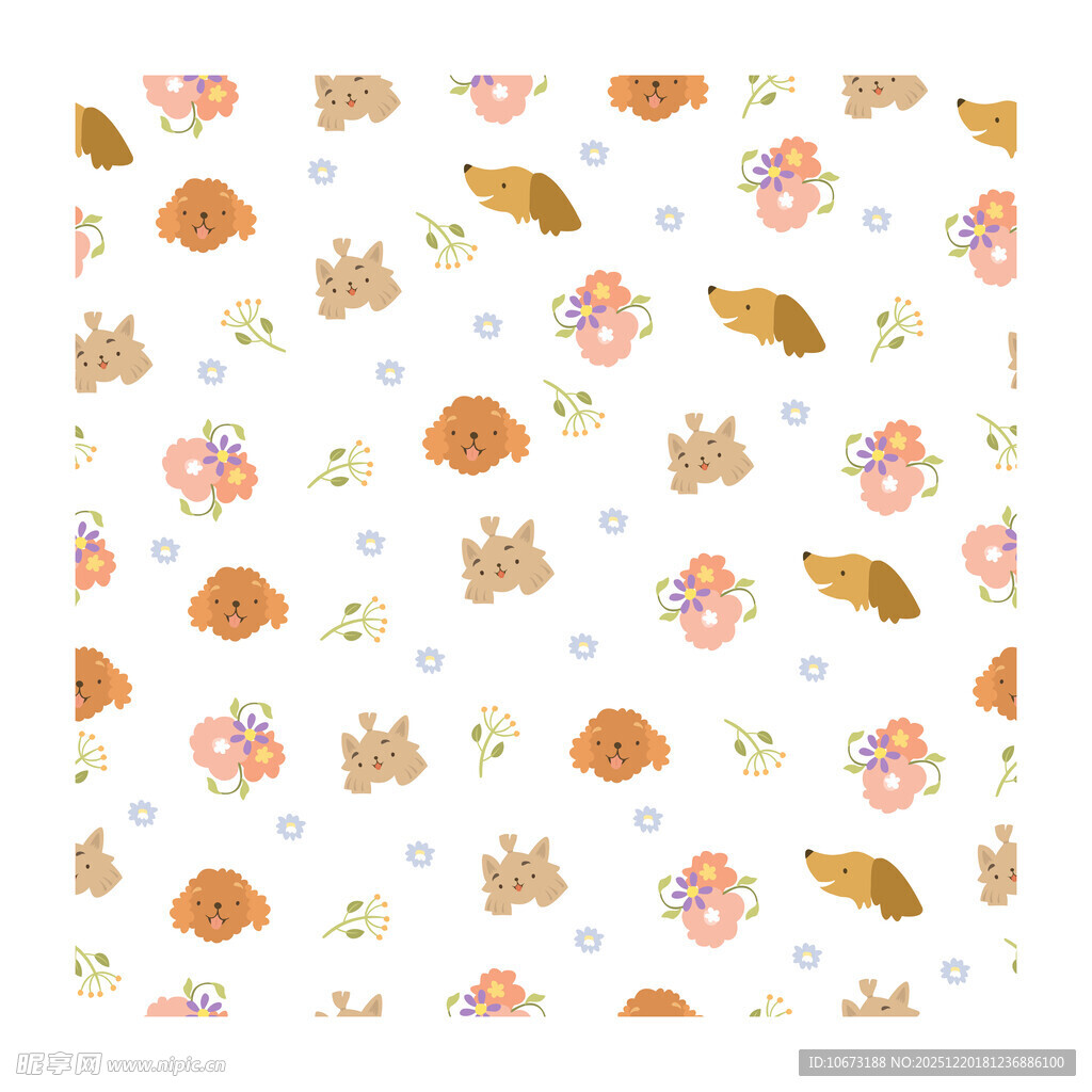 可爱动物花卉图案背景