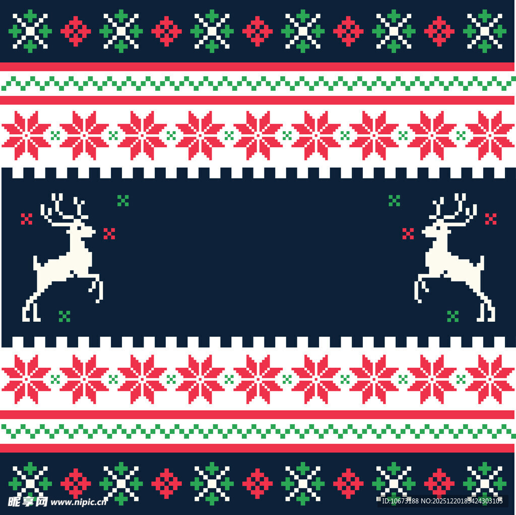 圣诞风驯鹿几何图案花纹