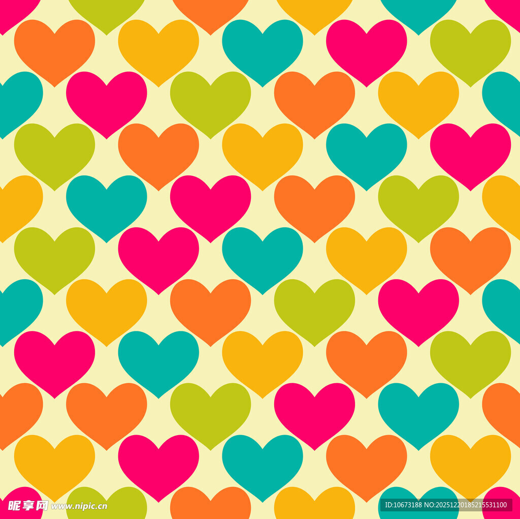 多彩心形图案背景