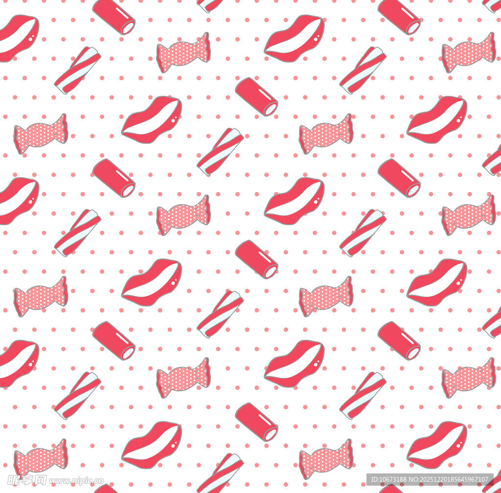 粉色唇印与剪刀图案背景