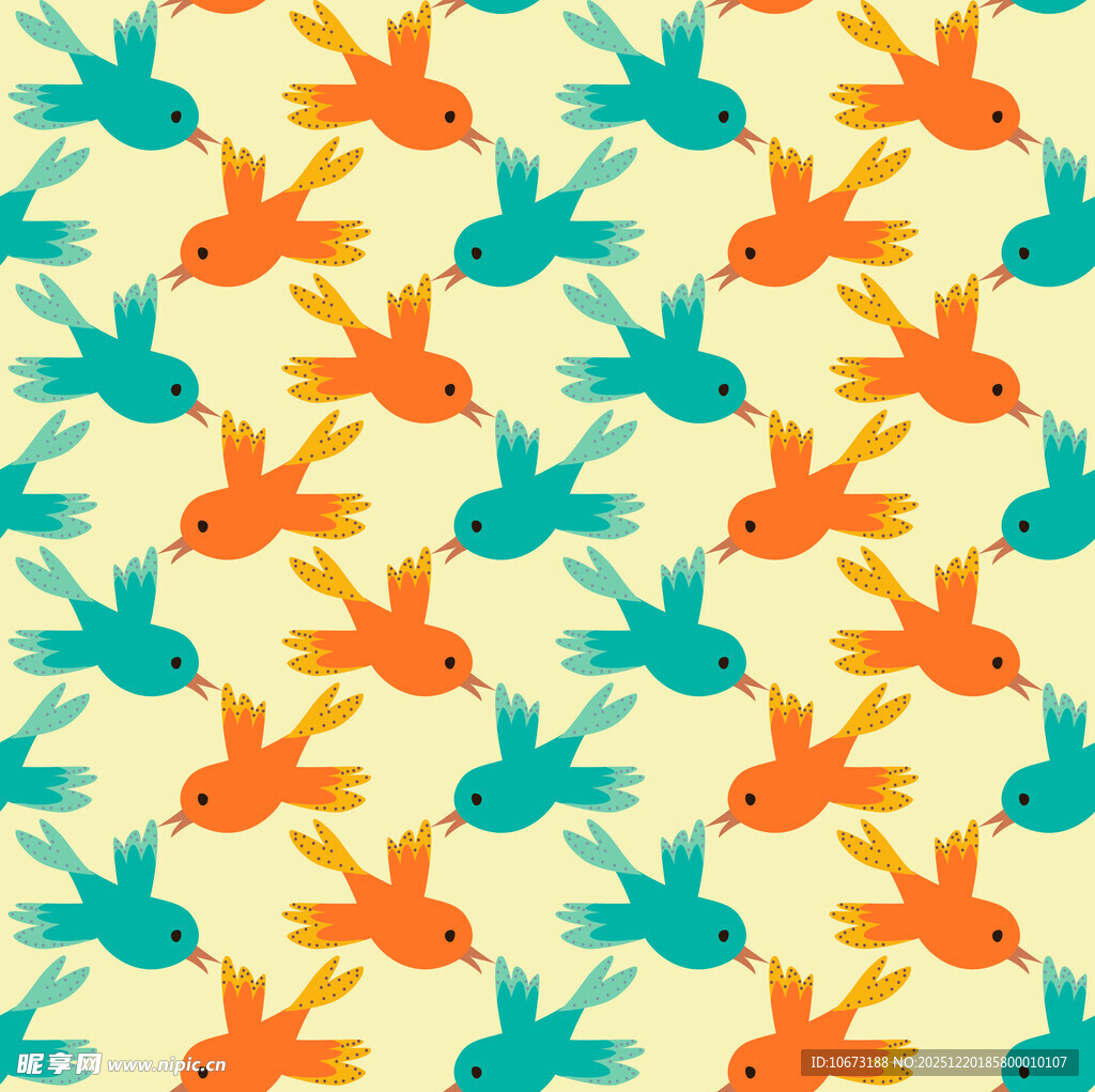 多彩飞鸟图案背景