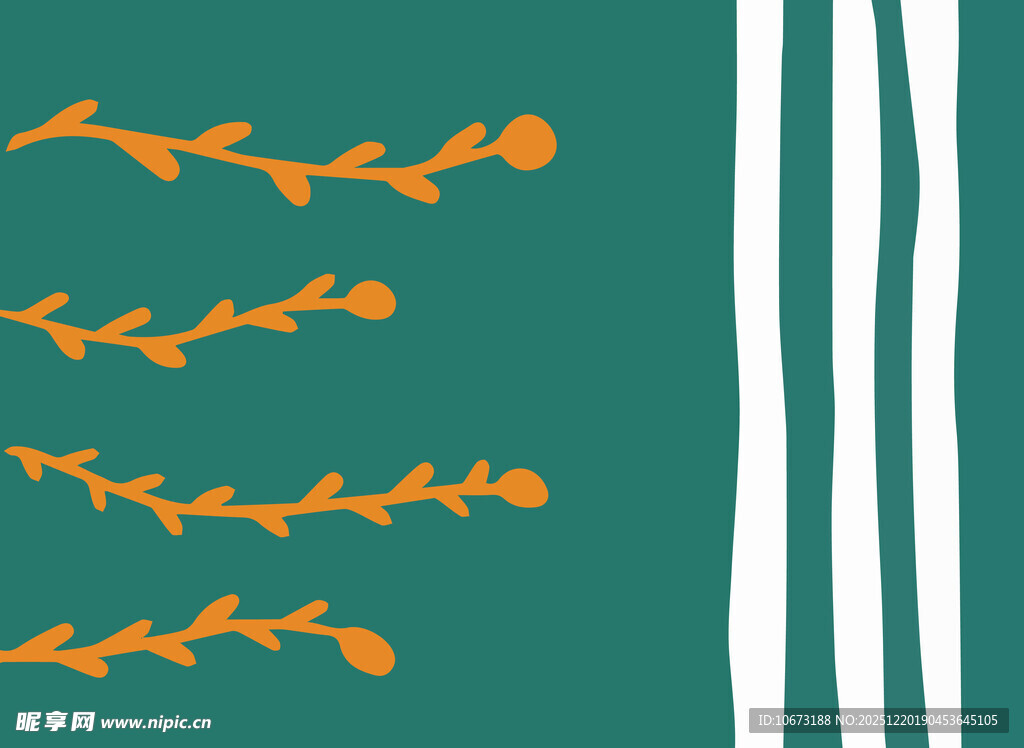 绿色背景上的橙色枝条图案