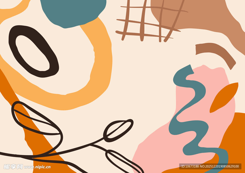 抽象艺术风格多彩线条图案