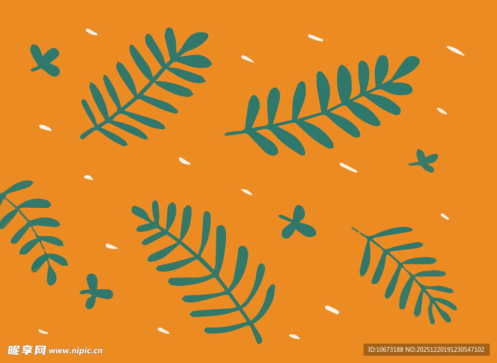 橙色背景叶与星图案