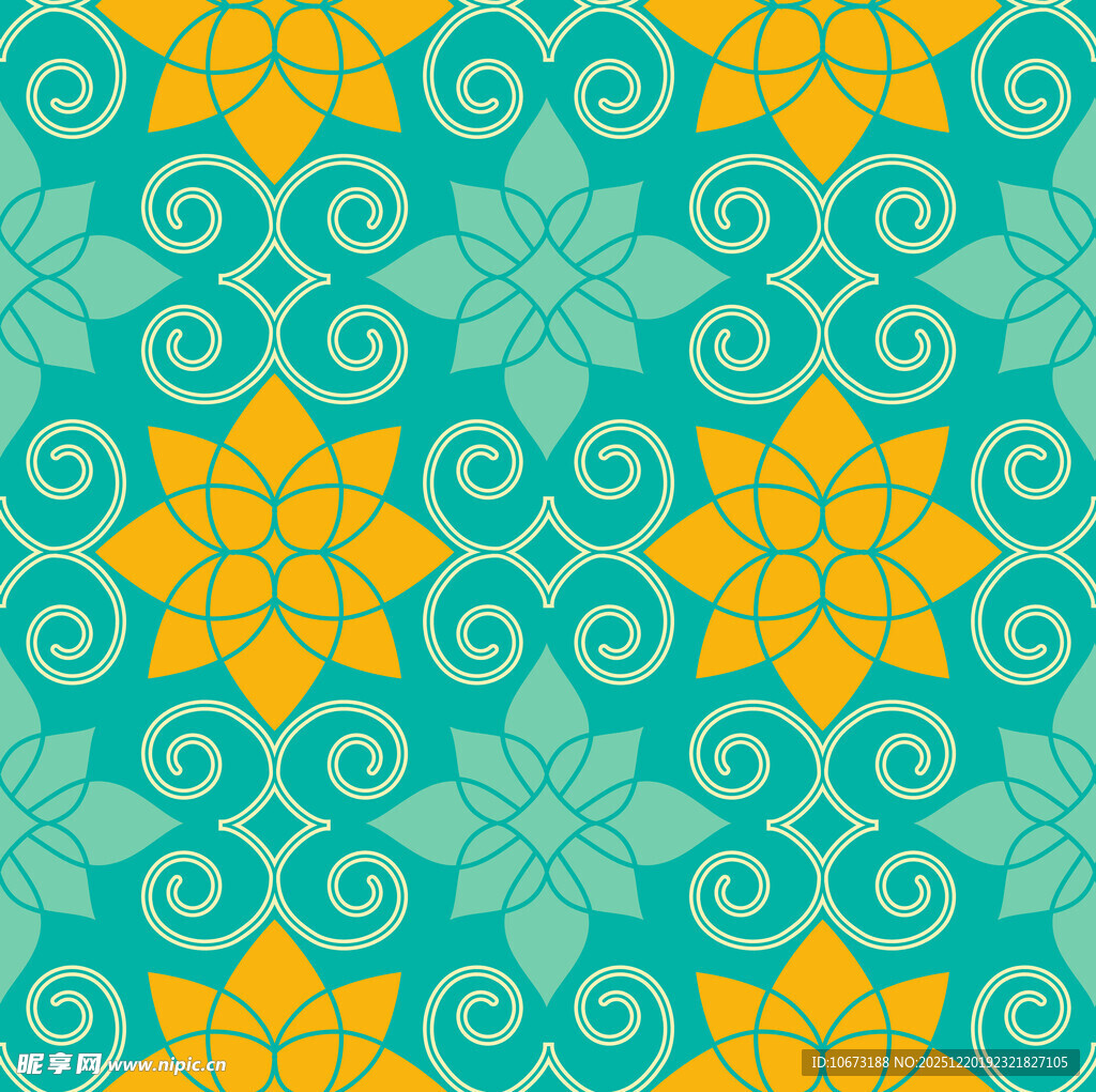 蓝黄交织几何花纹图案