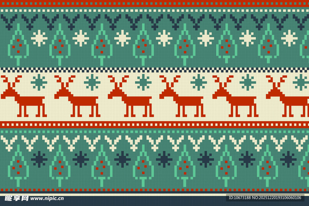 圣诞风驯鹿图案针织纹理