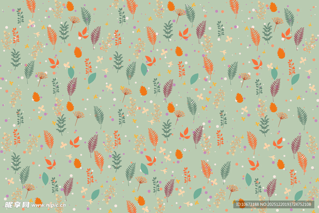 清新植物碎花图案背景