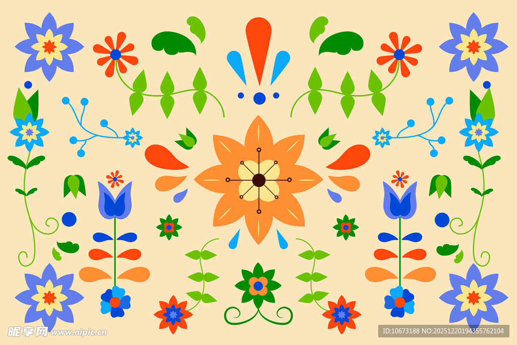 多彩手绘花卉图案设计