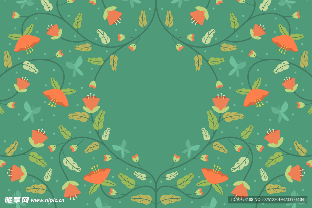 绿色花卉边框背景图案