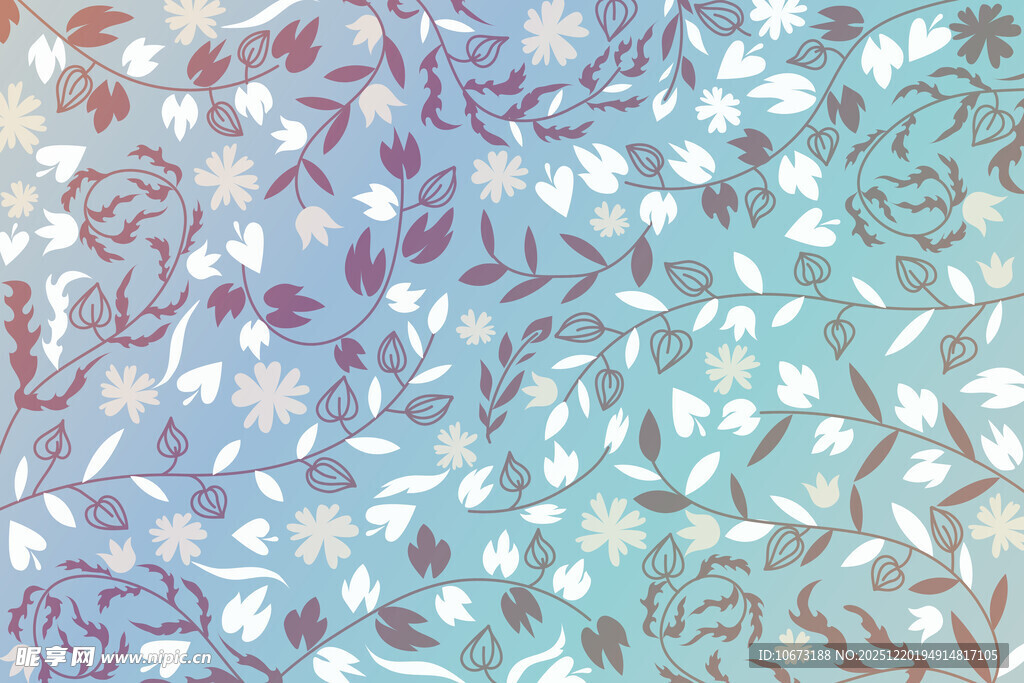 梦幻花卉渐变背景图案