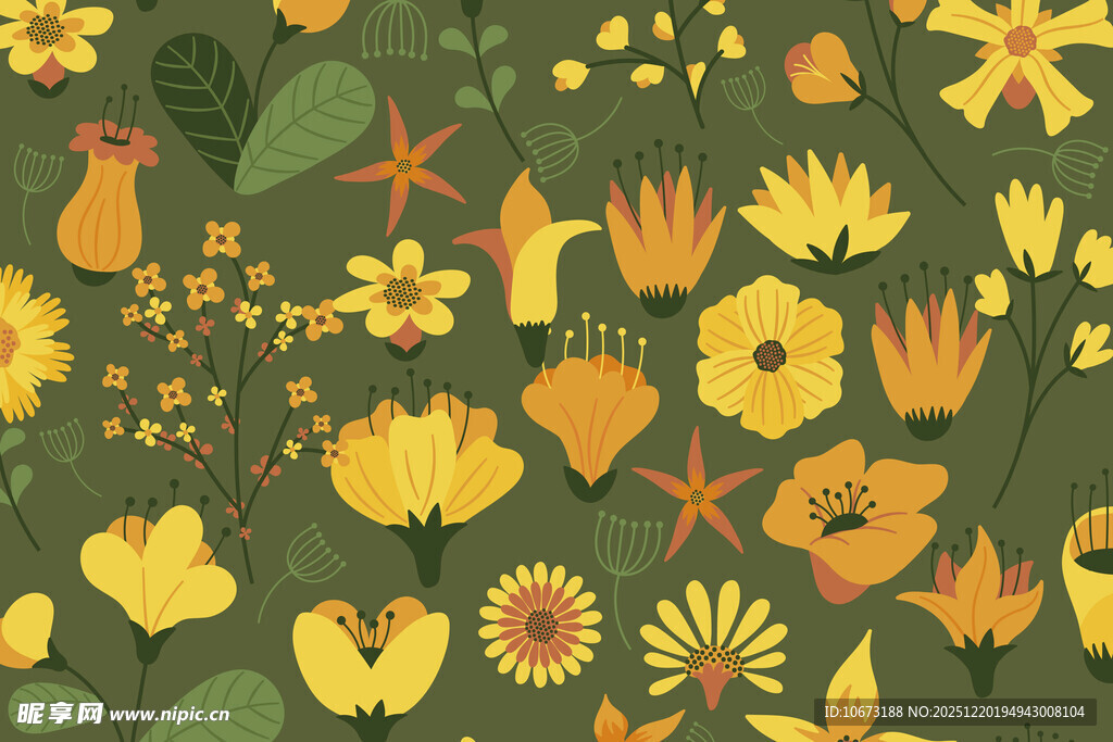 黄色花卉图案背景设计