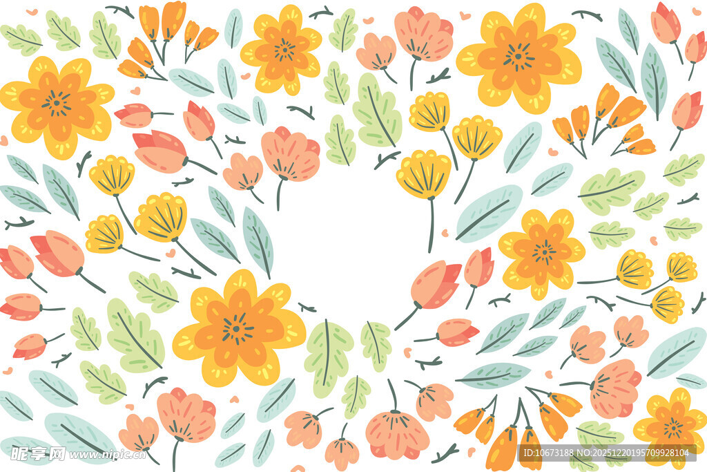 花卉环绕的空白图案