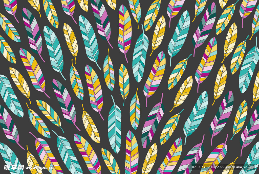 多彩羽毛图案织物纹理