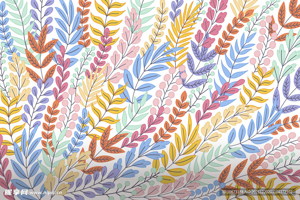 多彩叶形图案纹理背景