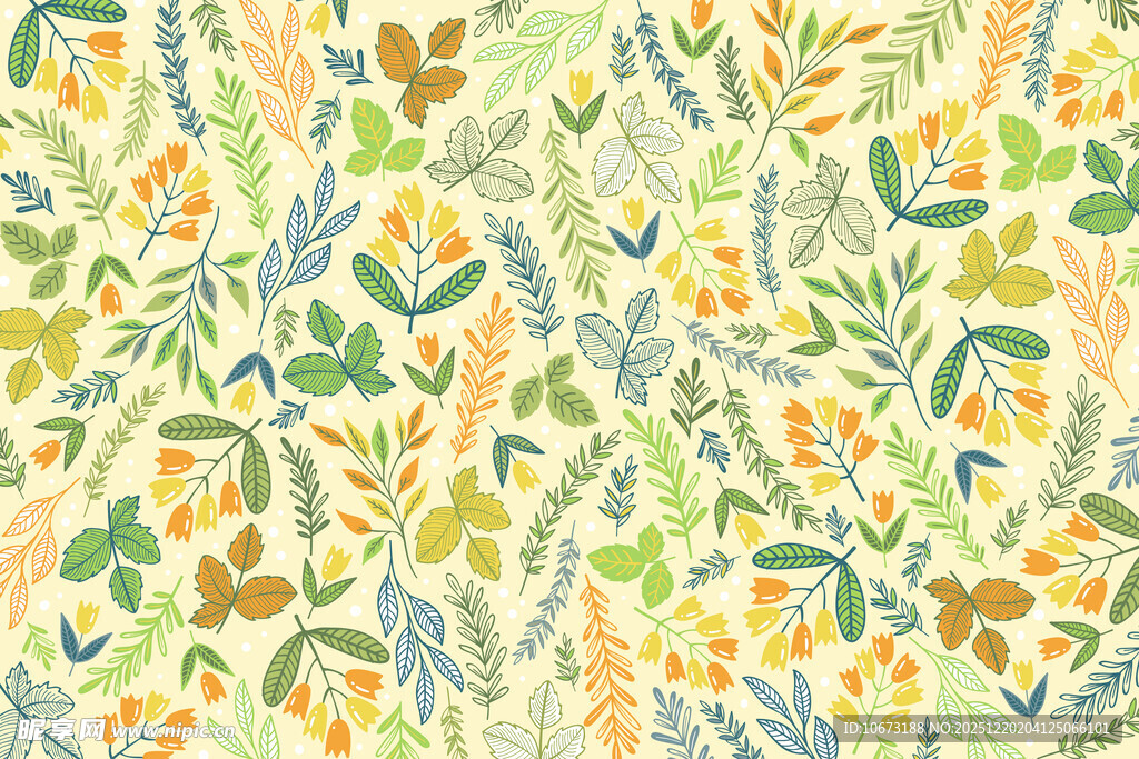 清新植物花卉图案背景