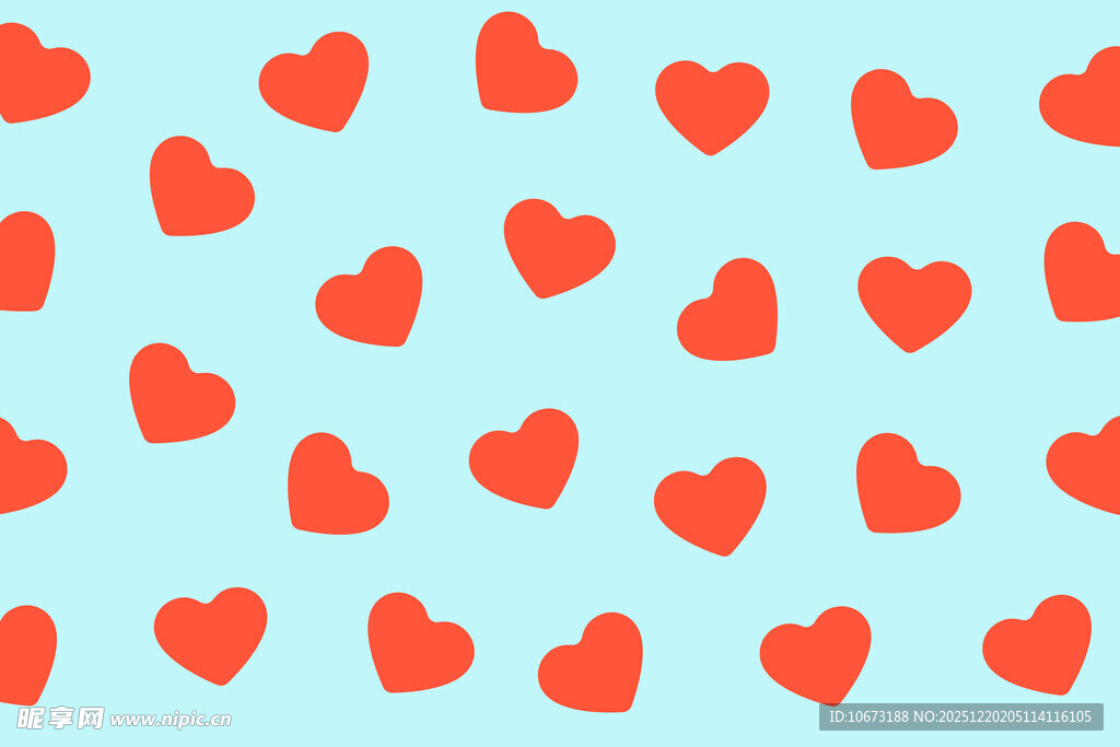 蓝色背景上的红色爱心图案