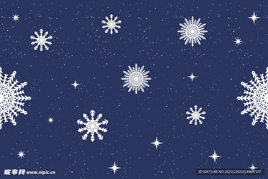 深蓝色背景上的雪花图案