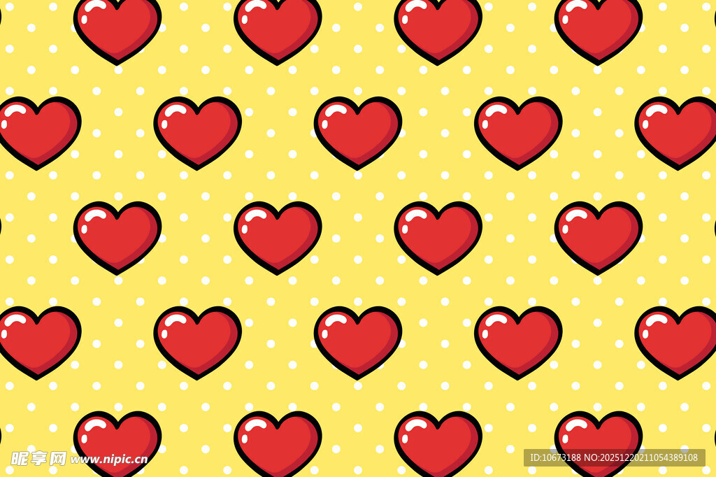 黄色背景红心图案